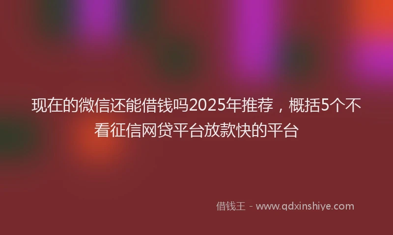 现在的微信还能借钱吗2025年推荐，概括5个不看征信网贷平台放款快的平台