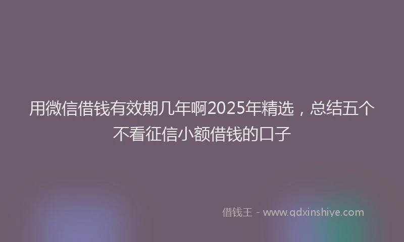 用微信借钱有效期几年啊2025年精选，总结五个不看征信小额借钱的口子