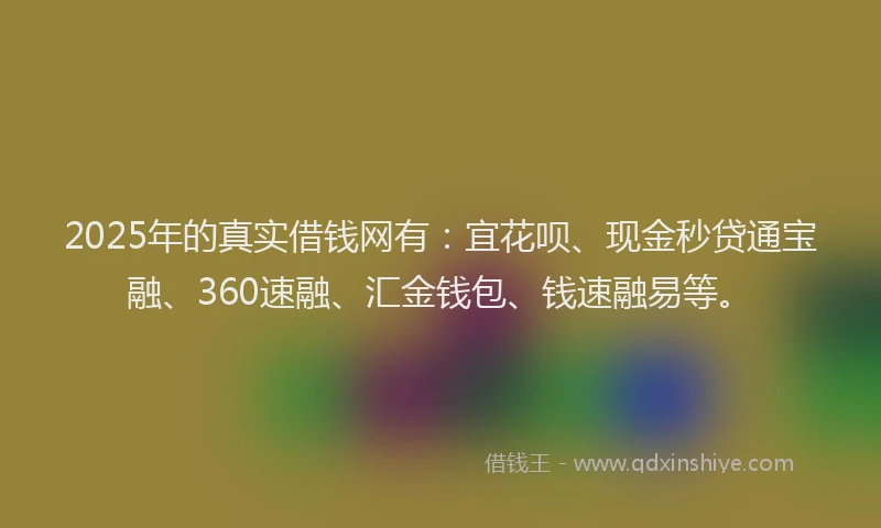 2025年的真实借钱网有：宜花呗、现金秒贷通宝融、360速融、汇金钱包、钱速融易等。