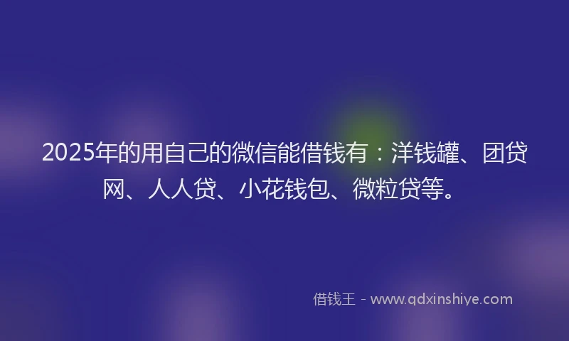 2025年的用自己的微信能借钱有：洋钱罐、团贷网、人人贷、小花钱包、微粒贷等。