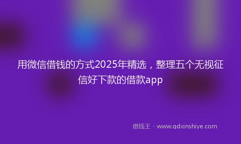 用微信借钱的方式2025年精选，整理五个无视征信好下款的借款app