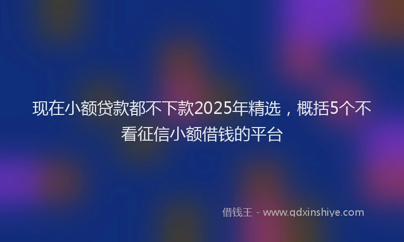 现在小额贷款都不下款2025年精选，概括5个不看征信小额借钱的平台