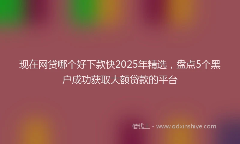 现在网贷哪个好下款快2025年精选，盘点5个黑户成功获取大额贷款的平台