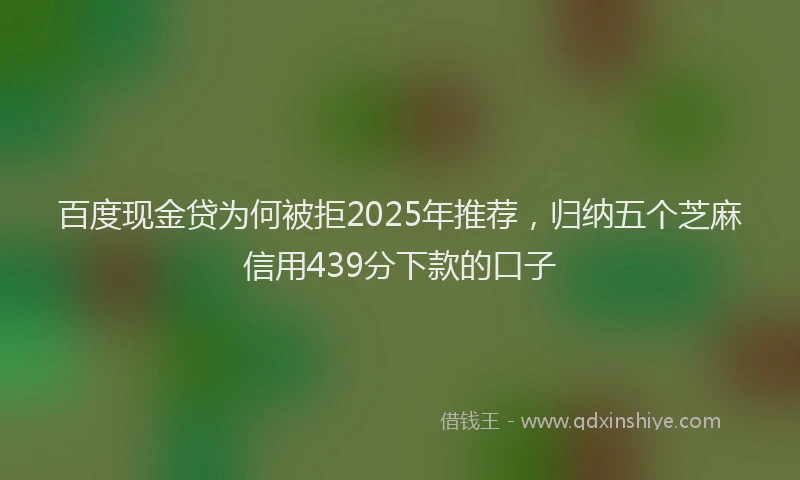 百度现金贷为何被拒2025年推荐，归纳五个芝麻信用439分下款的口子