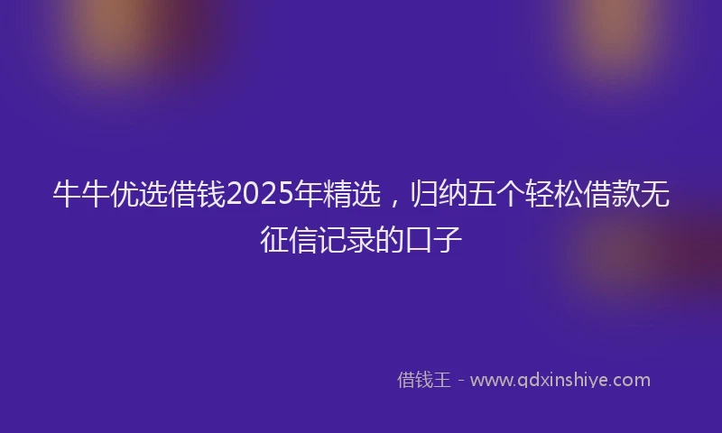 牛牛优选借钱2025年精选，归纳五个轻松借款无征信记录的口子