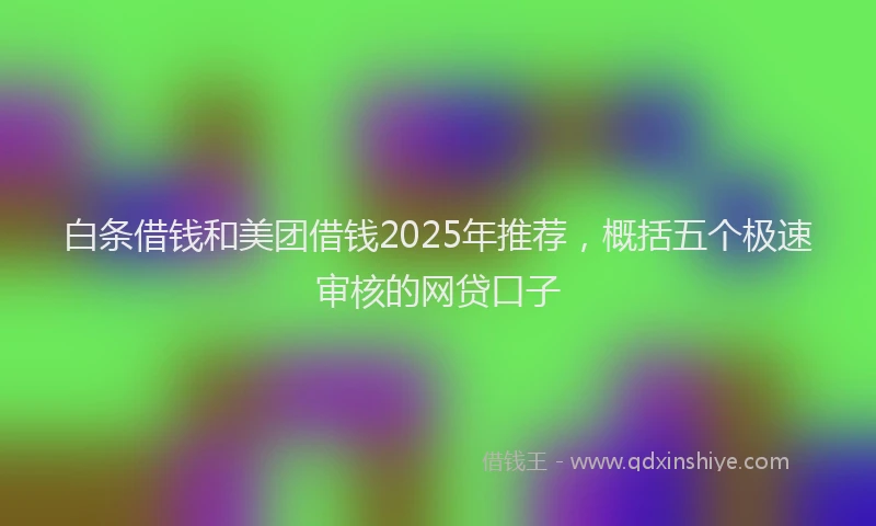 白条借钱和美团借钱2025年推荐，概括五个极速审核的网贷口子