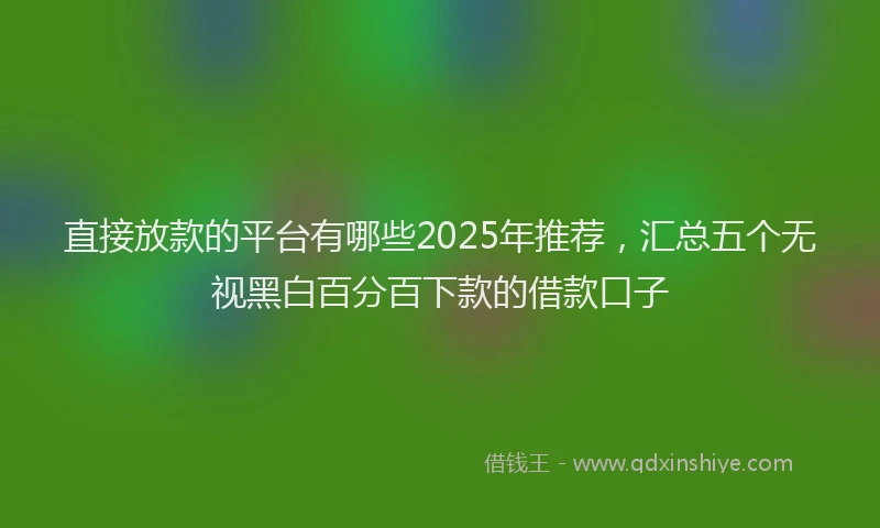 直接放款的平台有哪些2025年推荐，汇总五个无视黑白百分百下款的借款口子