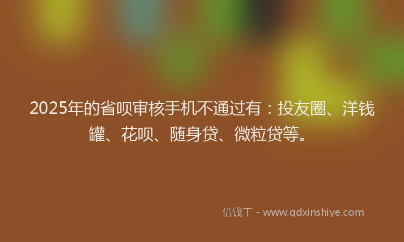 2025年的省呗审核手机不通过有：投友圈、洋钱罐、花呗、随身贷、微粒贷等。