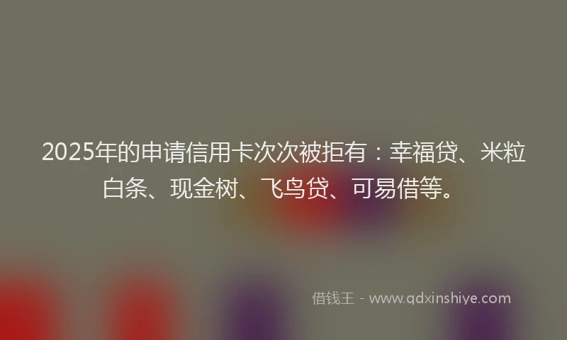 2025年的申请信用卡次次被拒有：幸福贷、米粒白条、现金树、飞鸟贷、可易借等。