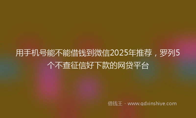 用手机号能不能借钱到微信2025年推荐，罗列5个不查征信好下款的网贷平台