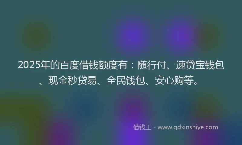 2025年的百度借钱额度有：随行付、速贷宝钱包、现金秒贷易、全民钱包、安心购等。