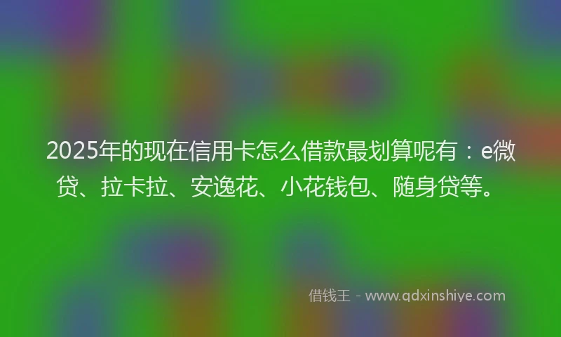 2025年的现在信用卡怎么借款最划算呢有：e微贷、拉卡拉、安逸花、小花钱包、随身贷等。