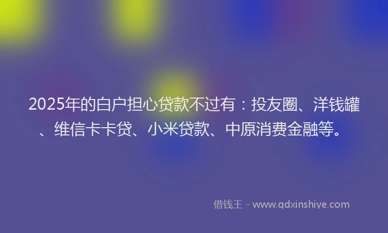 2025年的白户担心贷款不过有：投友圈、洋钱罐、维信卡卡贷、小米贷款、中原消费金融等。