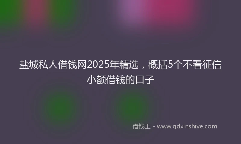 盐城私人借钱网2025年精选，概括5个不看征信小额借钱的口子