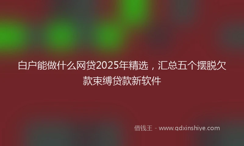白户能做什么网贷2025年精选，汇总五个摆脱欠款束缚贷款新软件