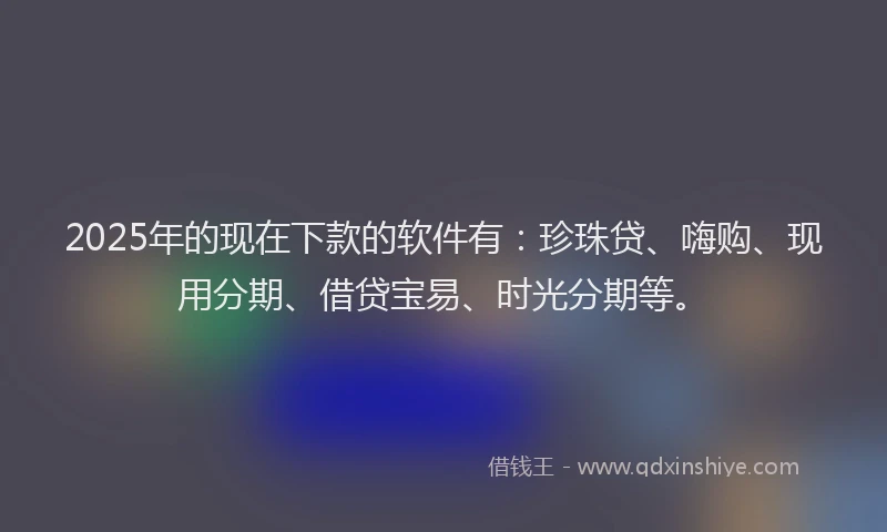 2025年的现在下款的软件有：珍珠贷、嗨购、现用分期、借贷宝易、时光分期等。
