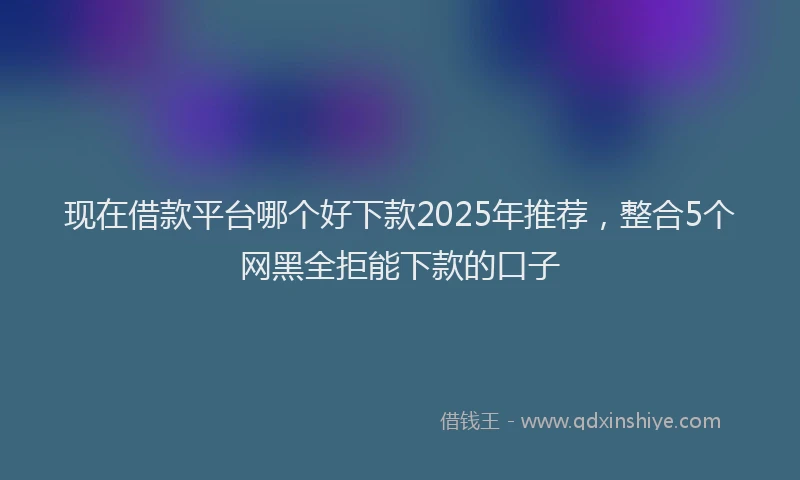 现在借款平台哪个好下款2025年推荐，整合5个网黑全拒能下款的口子