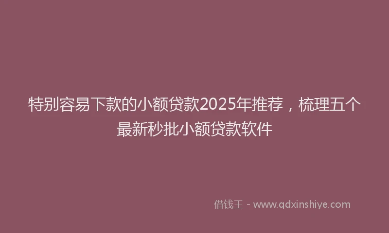特别容易下款的小额贷款2025年推荐，梳理五个最新秒批小额贷款软件