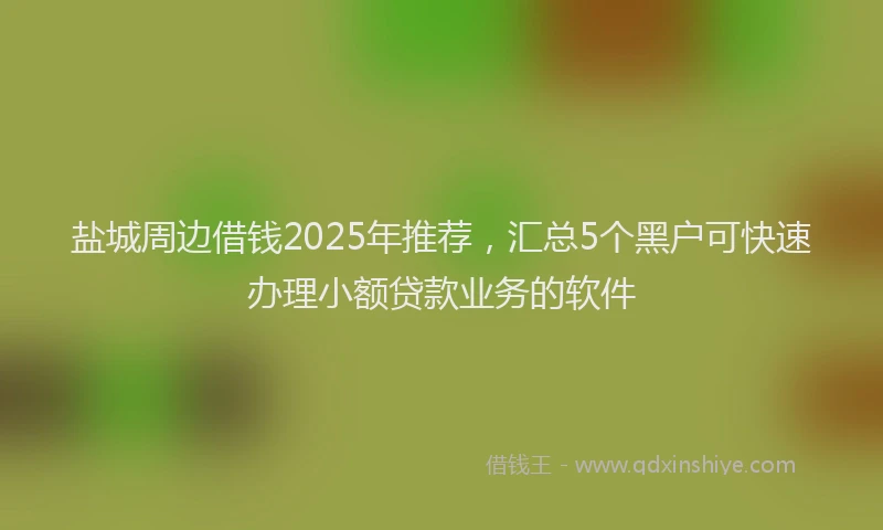 盐城周边借钱2025年推荐，汇总5个黑户可快速办理小额贷款业务的软件