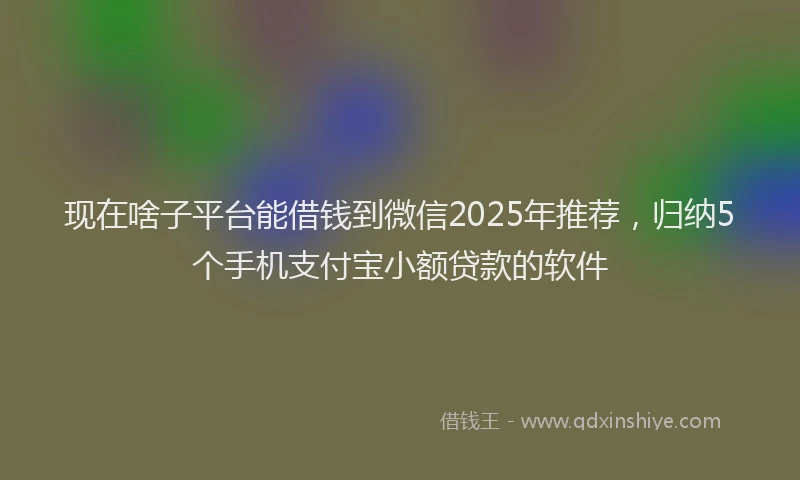 现在啥子平台能借钱到微信2025年推荐，归纳5个手机支付宝小额贷款的软件