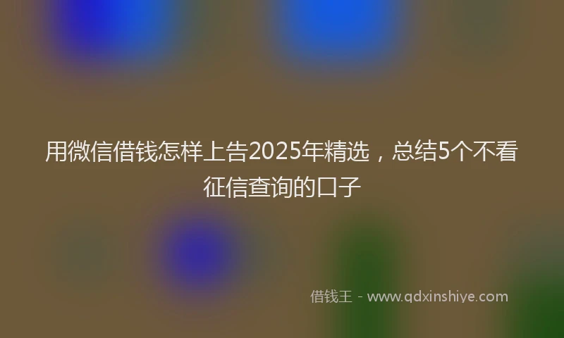 用微信借钱怎样上告2025年精选，总结5个不看征信查询的口子