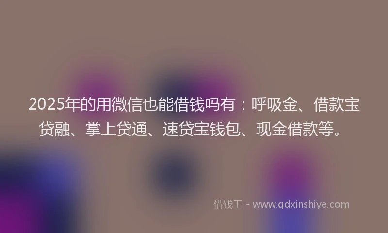 2025年的用微信也能借钱吗有：呼吸金、借款宝贷融、掌上贷通、速贷宝钱包、现金借款等。