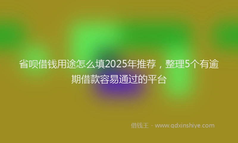省呗借钱用途怎么填2025年推荐，整理5个有逾期借款容易通过的平台
