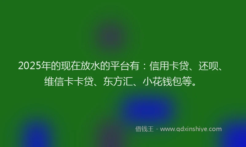 2025年的现在放水的平台有：信用卡贷、还呗、维信卡卡贷、东方汇、小花钱包等。