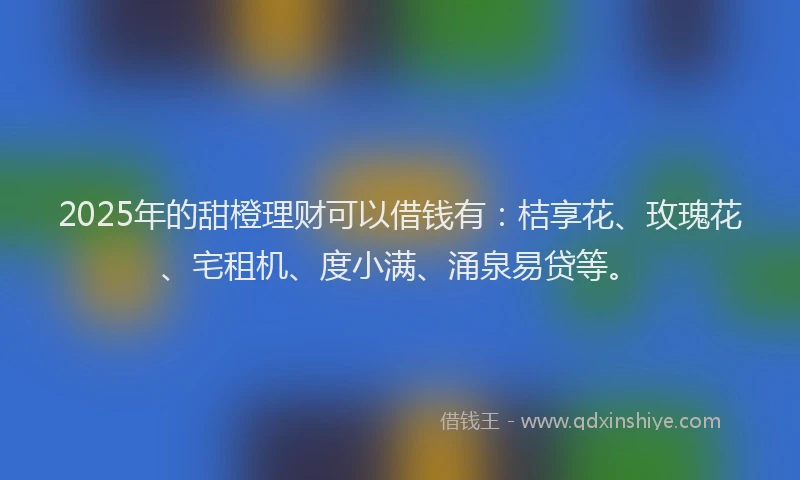 2025年的甜橙理财可以借钱有：桔享花、玫瑰花、宅租机、度小满、涌泉易贷等。