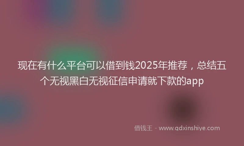 现在有什么平台可以借到钱2025年推荐，总结五个无视黑白无视征信申请就下款的app