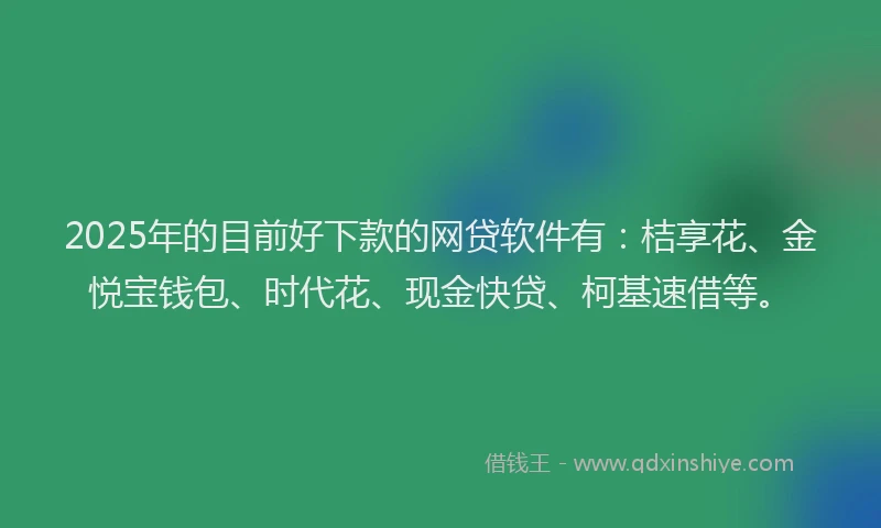 2025年的目前好下款的网贷软件有：桔享花、金悦宝钱包、时代花、现金快贷、柯基速借等。