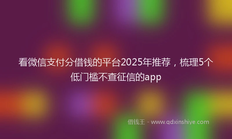 看微信支付分借钱的平台2025年推荐，梳理5个低门槛不查征信的app