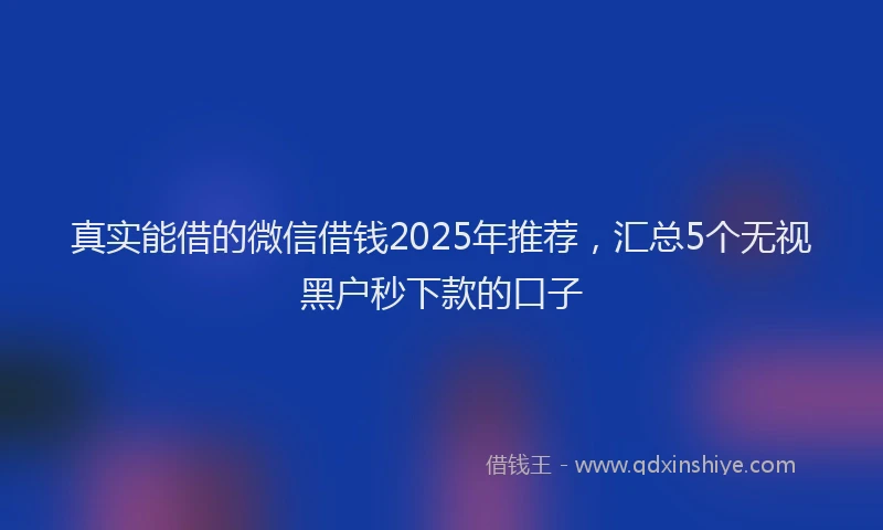 真实能借的微信借钱2025年推荐，汇总5个无视黑户秒下款的口子