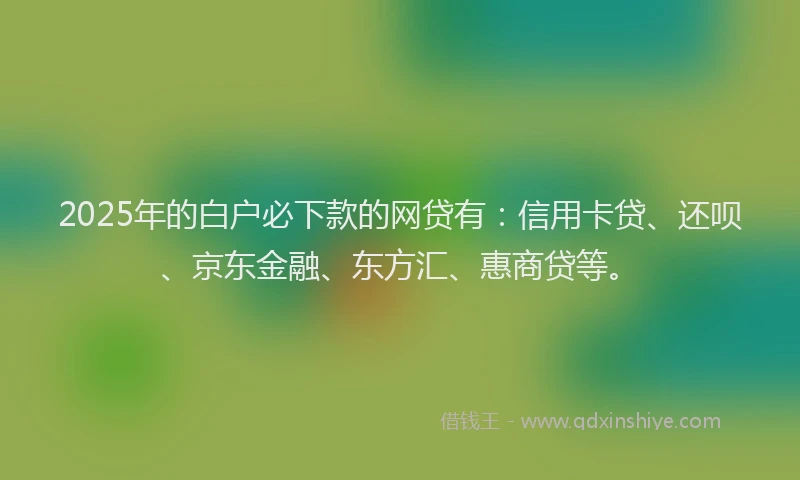 2025年的白户必下款的网贷有：信用卡贷、还呗、京东金融、东方汇、惠商贷等。