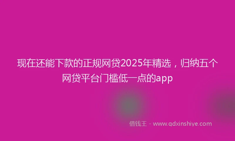 现在还能下款的正规网贷2025年精选，归纳五个网贷平台门槛低一点的app