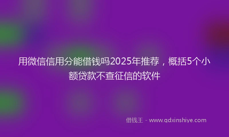 用微信信用分能借钱吗2025年推荐，概括5个小额贷款不查征信的软件