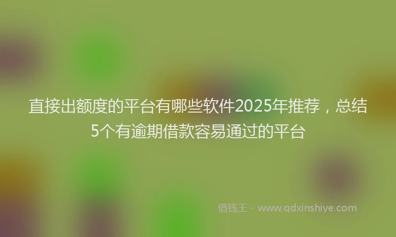 直接出额度的平台有哪些软件2025年推荐，总结5个有逾期借款容易通过的平台