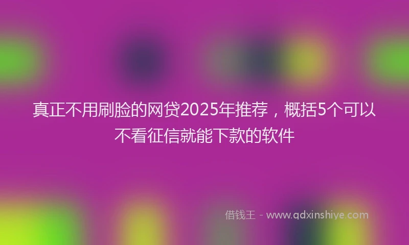 真正不用刷脸的网贷2025年推荐，概括5个可以不看征信就能下款的软件