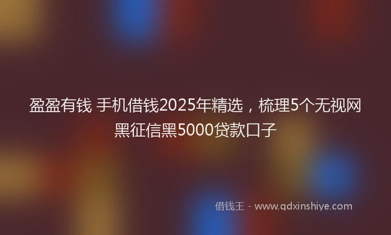 盈盈有钱 手机借钱2025年精选，梳理5个无视网黑征信黑5000贷款口子