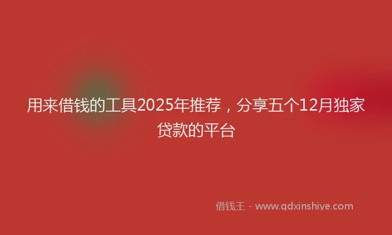 用来借钱的工具2025年推荐，分享五个12月独家贷款的平台