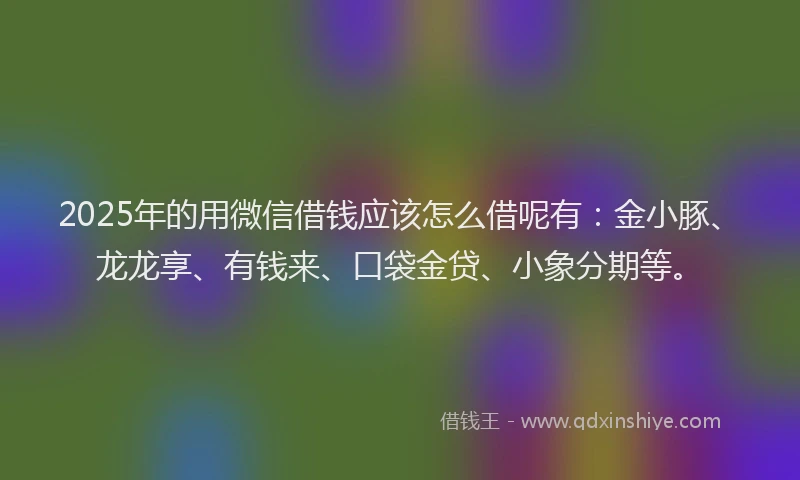 2025年的用微信借钱应该怎么借呢有：金小豚、龙龙享、有钱来、口袋金贷、小象分期等。
