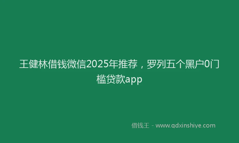 王健林借钱微信2025年推荐，罗列五个黑户0门槛贷款app