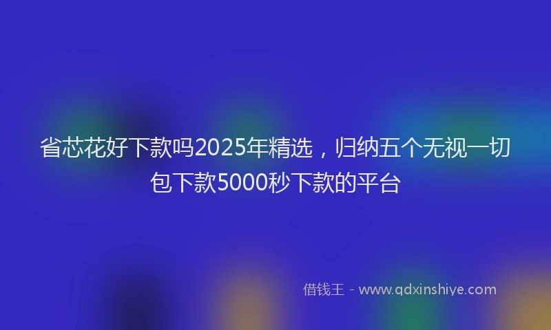 省芯花好下款吗2025年精选，归纳五个无视一切包下款5000秒下款的平台