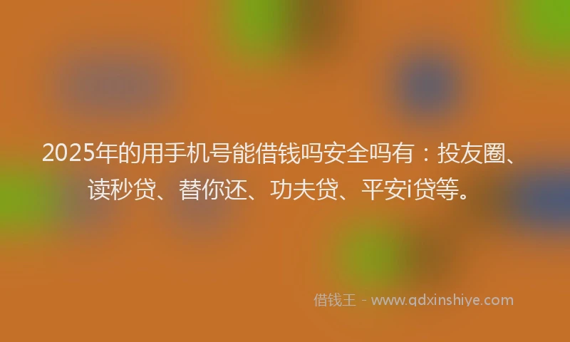 2025年的用手机号能借钱吗安全吗有：投友圈、读秒贷、替你还、功夫贷、平安i贷等。