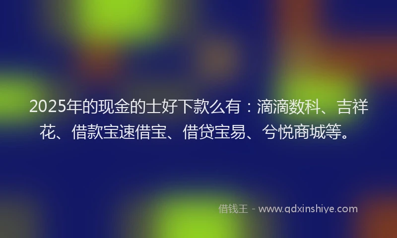 2025年的现金的士好下款么有：滴滴数科、吉祥花、借款宝速借宝、借贷宝易、兮悦商城等。