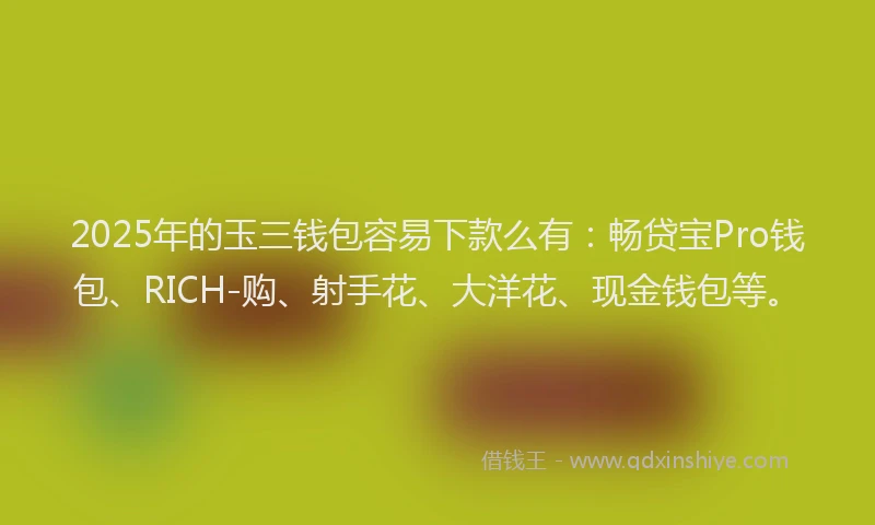 2025年的玉三钱包容易下款么有：畅贷宝Pro钱包、RICH-购、射手花、大洋花、现金钱包等。