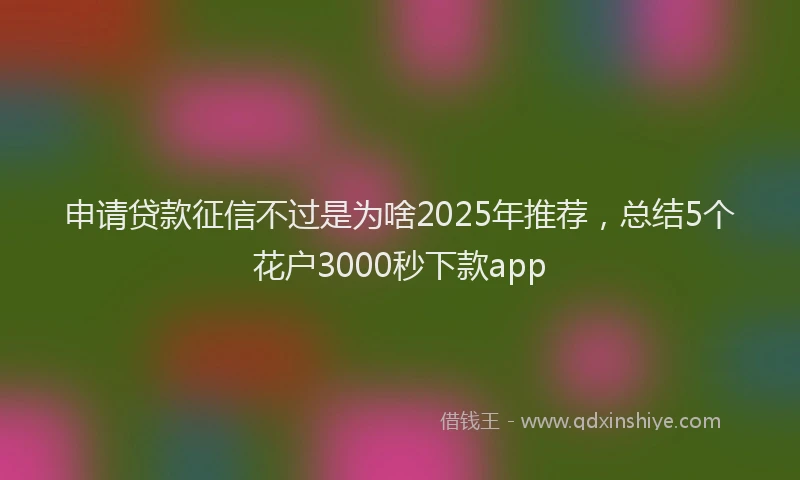 申请贷款征信不过是为啥2025年推荐，总结5个花户3000秒下款app