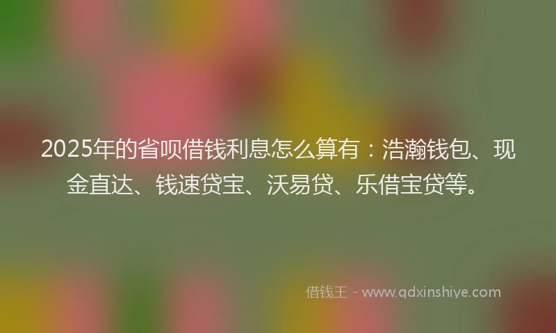 2025年的省呗借钱利息怎么算有：浩瀚钱包、现金直达、钱速贷宝、沃易贷、乐借宝贷等。