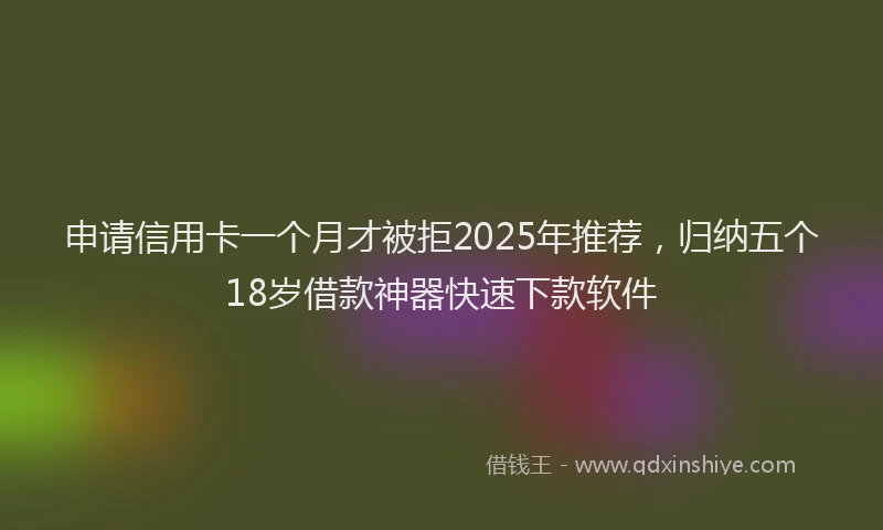 申请信用卡一个月才被拒2025年推荐，归纳五个18岁借款神器快速下款软件