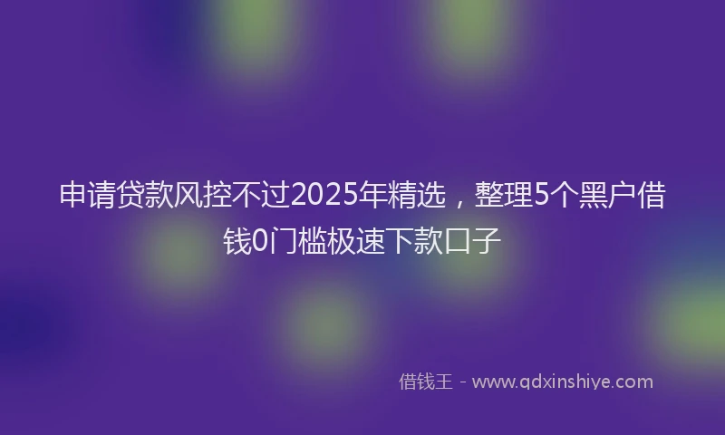 申请贷款风控不过2025年精选，整理5个黑户借钱0门槛极速下款口子
